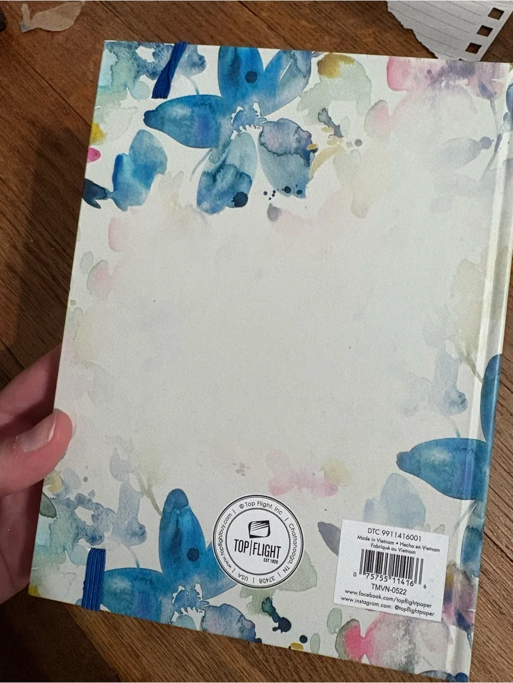 Floral Blue Elastic Band Hardcover Journal